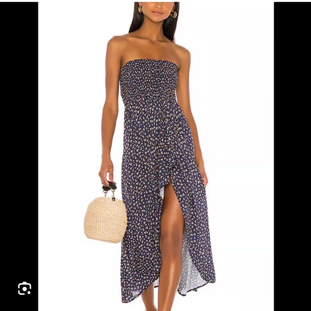 Maaji Navy Floral Strapless Dress